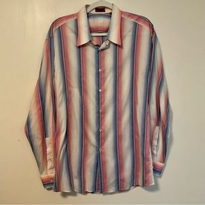 Vintage Missoni Multicolored Striped Dress Shirt